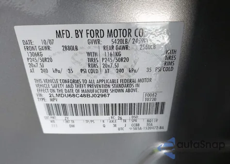 2008 Lincoln Mkx from USA, damaged, VIN 2LMDU68C48BJ02967